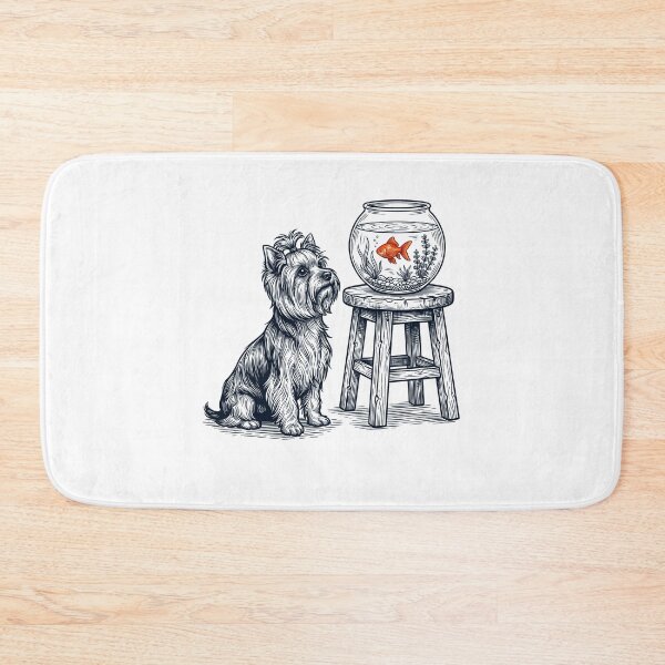 Item preview, Vintage Yorkshire Terrier with Goldfish Dog Lover designed and sold by dian-rody-crest.