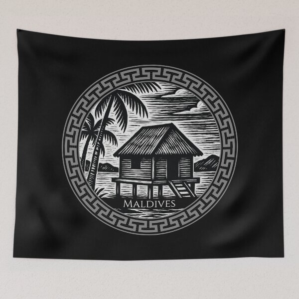 Item preview, Maldives Vintage Woodcut Art designed and sold by Thistle-TShop.