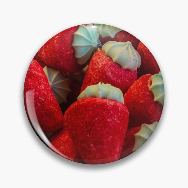 Item preview, Close-Up of Red Strawberry Marshmallow Candies With Green Meringue Tops at Candy Stall designed and sold by Nmallia.