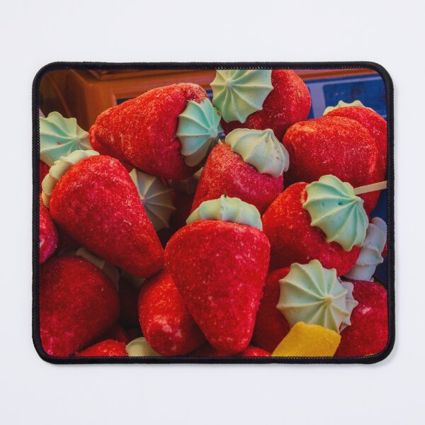 Item preview, Close-Up of Red Strawberry Marshmallow Candies With Green Meringue Tops at Candy Stall designed and sold by Nmallia.