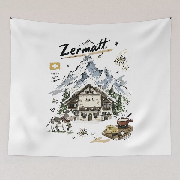 Item preview, Cute Matterhorn Zermatt Doodle Art v2 designed and sold by RamyGallery.