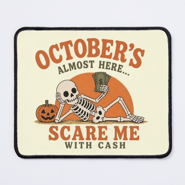 Item preview, Skeleton Lounging with Cash and Jack-o-Lantern Pumpkin designed and sold by LuloCreative.