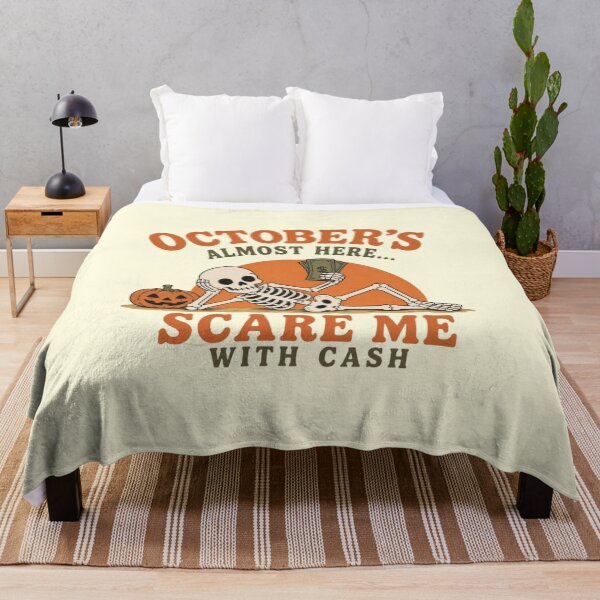Item preview, Skeleton Lounging with Cash and Jack-o-Lantern Pumpkin designed and sold by LuloCreative.