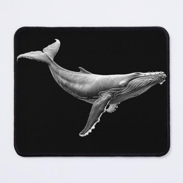 Item preview, Humpback Whale Black and White Ocean Wildlife Illustration Design designed and sold by inkoutninja.