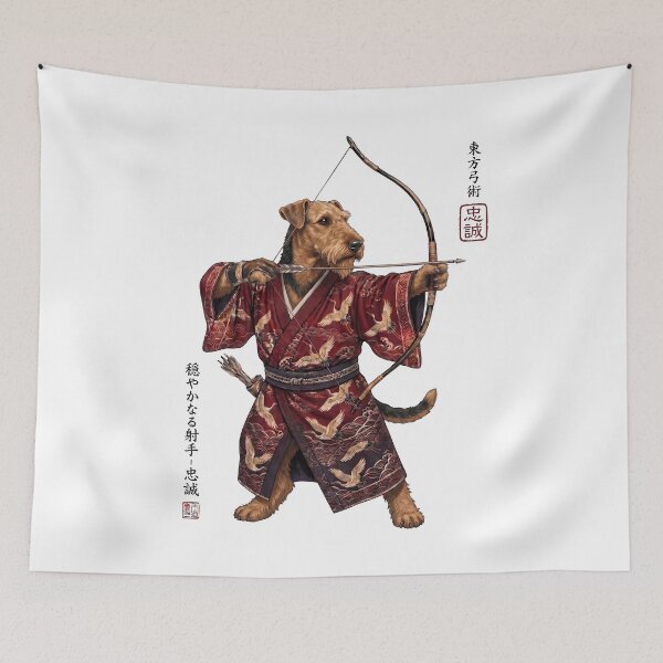 Item preview, Anime Airedale Terrier Warrior Kyudo Japanese Art Dog Lover designed and sold by dian-rody-crest.