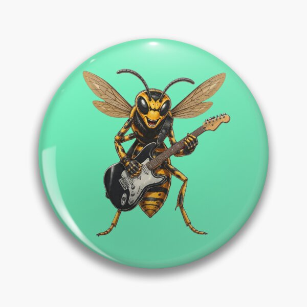 Item preview, Rocking Wasp with Electric Guitar - Heavy Metal Insect Illustration designed and sold by Evelashop.