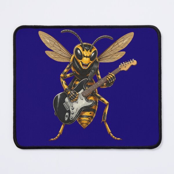 Item preview, Rocking Wasp with Electric Guitar - Heavy Metal Insect Illustration designed and sold by Evelashop.