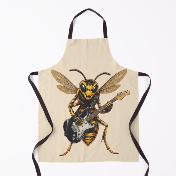 Item preview, Rocking Wasp with Electric Guitar - Heavy Metal Insect Illustration designed and sold by Evelashop.