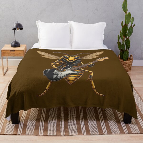 Item preview, Rocking Wasp with Electric Guitar - Heavy Metal Insect Illustration designed and sold by Evelashop.