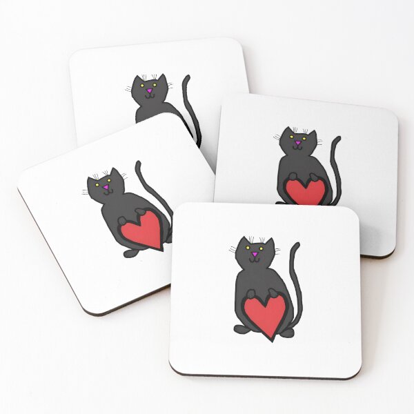 Item preview, Cute Black Cat Holding Red Heart Naive Art designed and sold by SoyLamderma.