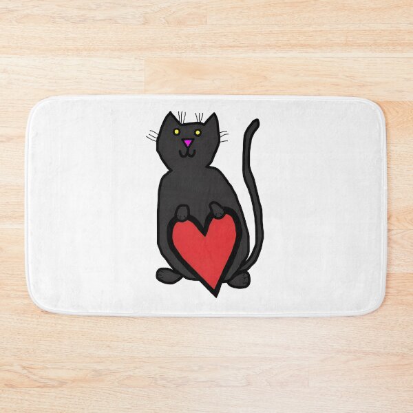 Item preview, Cute Black Cat Holding Red Heart Naive Art designed and sold by SoyLamderma.