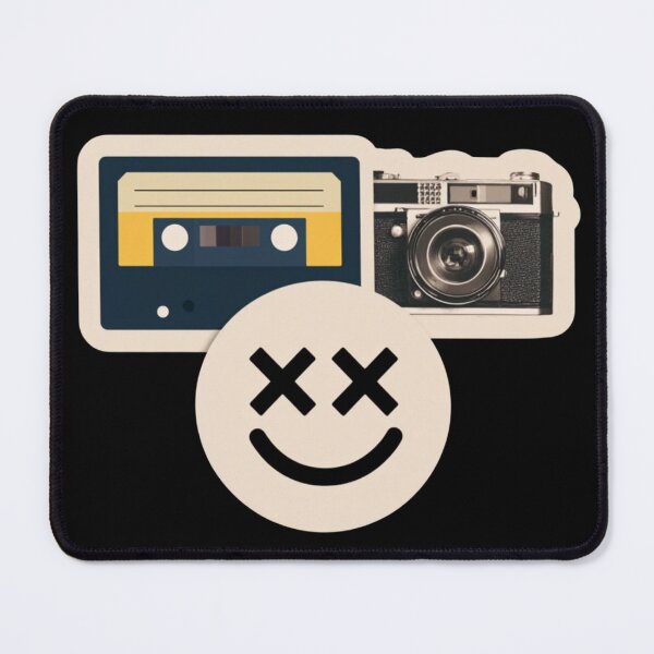 Item preview, Retro Vintage Camera and Cassette Tape Sticker With Smiley Face Emblem Evoking Nostalgia designed and sold by KanDa-Shop.
