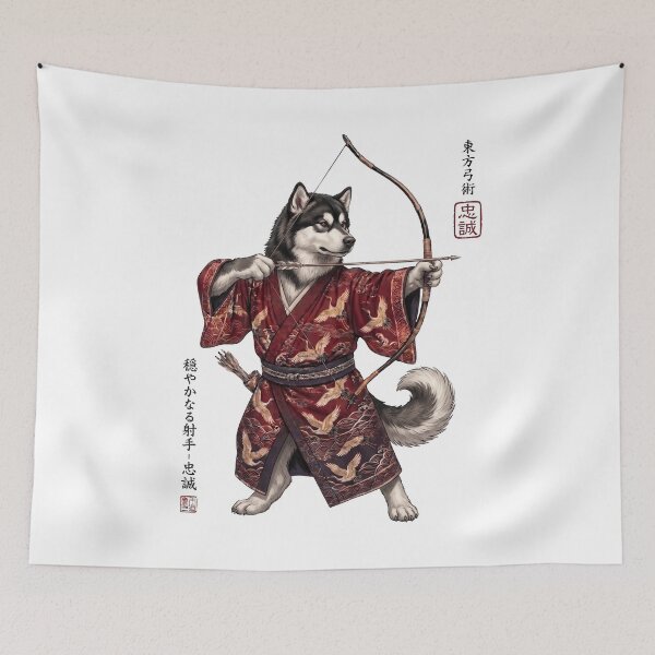 Item preview, Anime Alaskan Malamute Warrior Kyudo Japanese Art Dog Lover designed and sold by dian-rody-crest.