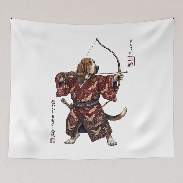 Item preview, Anime Basset Hound Warrior Kyudo Japanese Art Dog Lover designed and sold by dian-rody-crest.