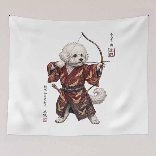 Item preview, Anime Bichon Frise Warrior Kyudo Japanese Art Dog Lover designed and sold by dian-rody-crest.