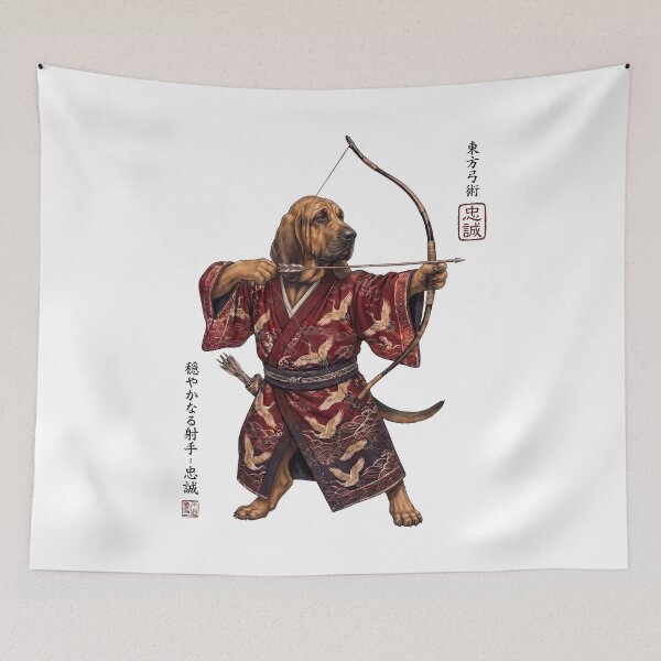 Item preview, Anime Bloodhound Warrior Kyudo Japanese Art Dog Lover designed and sold by dian-rody-crest.