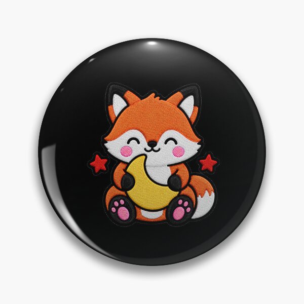 Item preview, Cute Fox Hugging Yellow Crescent Moon Kawaii Embroidery Patch designed and sold by ColorSplash123.