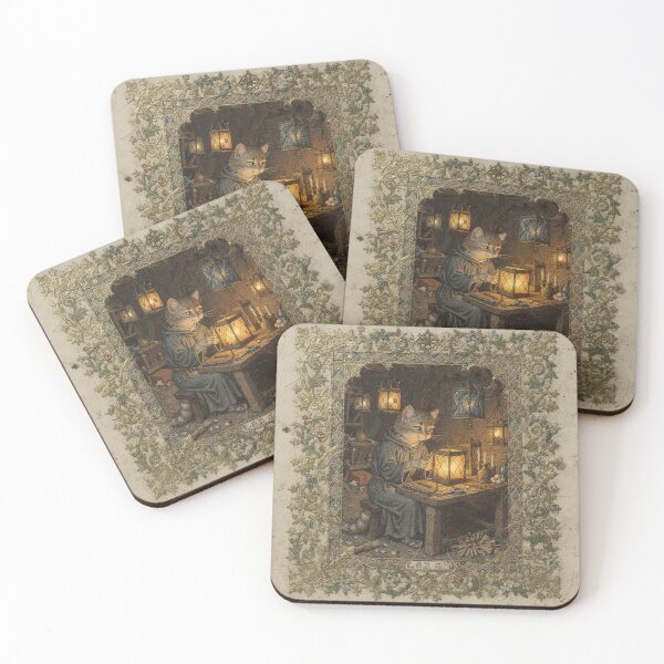 Item preview, Medieval Cat Lantern Maker Crafting a Glowing Lantern designed and sold by PictorialWhimsy.