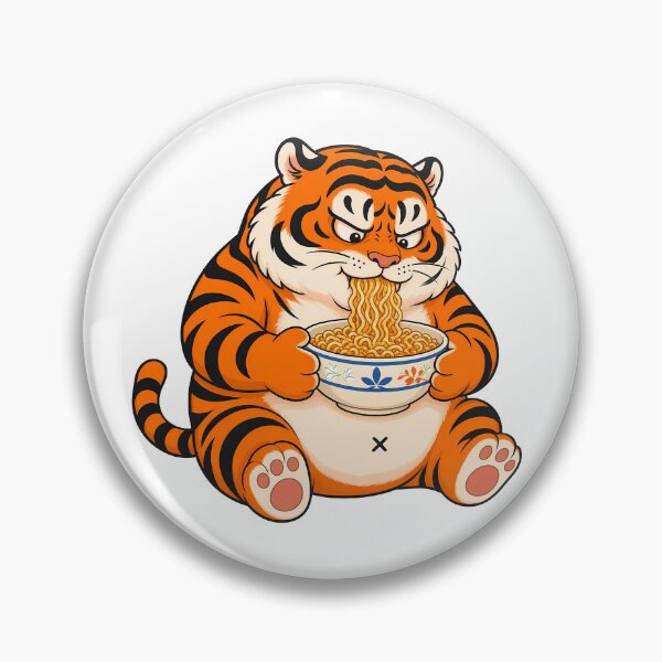 Item preview, Hungry Chubby Tiger Slurping Ramen Noodles designed and sold by aigcx.