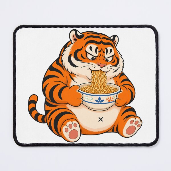 Item preview, Hungry Chubby Tiger Slurping Ramen Noodles designed and sold by aigcx.