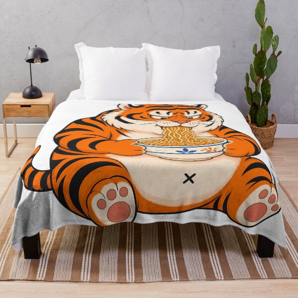 Item preview, Hungry Chubby Tiger Slurping Ramen Noodles designed and sold by aigcx.