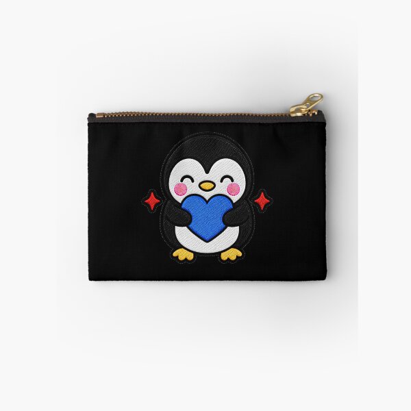 Item preview, Cute Penguin Hugging Blue Heart Kawaii Embroidery Patch designed and sold by ColorSplash123.