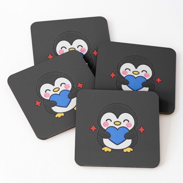 Item preview, Cute Penguin Hugging Blue Heart Kawaii Embroidery Patch designed and sold by ColorSplash123.