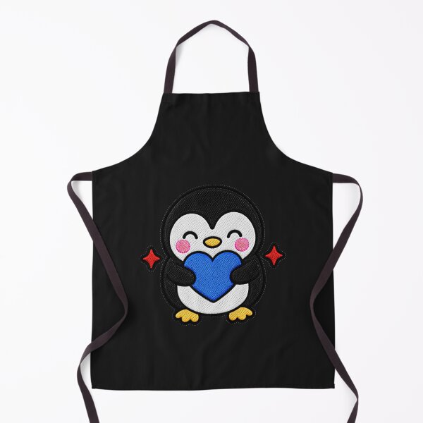 Item preview, Cute Penguin Hugging Blue Heart Kawaii Embroidery Patch designed and sold by ColorSplash123.