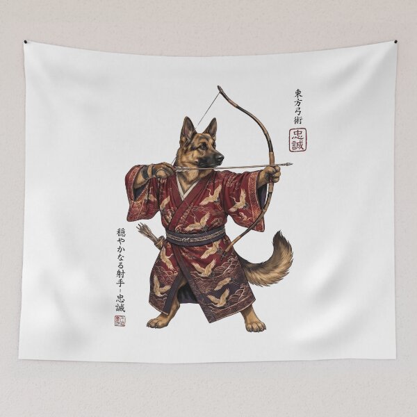 Item preview, Anime German Shepherd Warrior Kyudo Japanese Art Dog Lover designed and sold by dian-rody-crest.