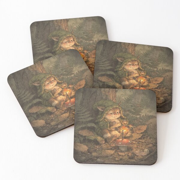 Item preview, Moss Gnome Roasting Chestnuts on a Toadstool Grill designed and sold by PictorialWhimsy.