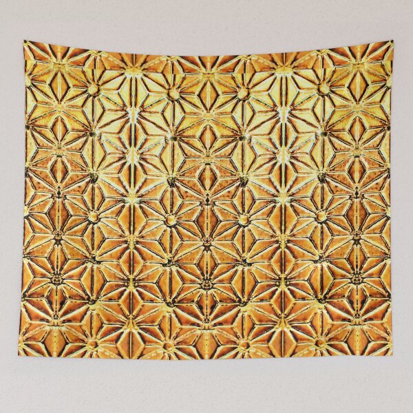 Item preview, Engraved Gold Asanoha Japanese Geometric Brass Pattern designed and sold by HIKARIMi.