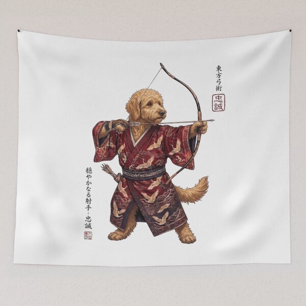 Item preview, Anime Goldendoodle Warrior Kyudo Japanese Art Dog Lover designed and sold by dian-rody-crest.