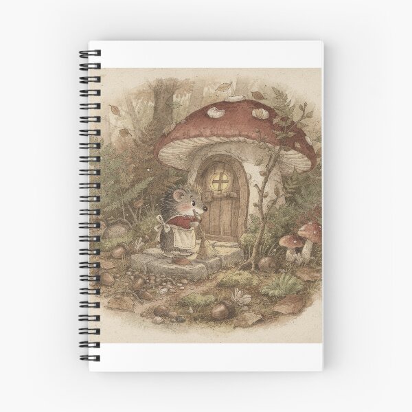 Item preview, Hedgehog Folk Sweeping the Porch of a Toadstool House designed and sold by PictorialWhimsy.