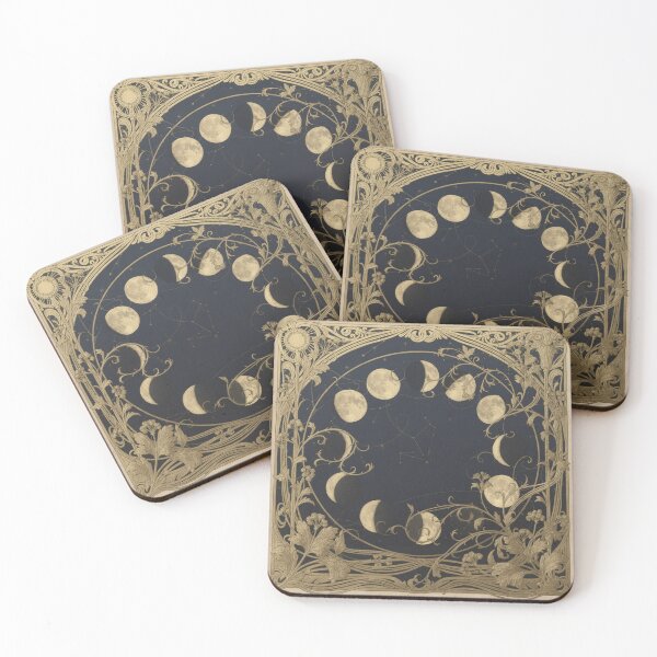 Item preview, Celestial Moon Phase Chart in Gilt Wall Art designed and sold by PictorialWhimsy.
