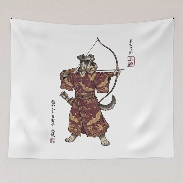 Item preview, Anime Miniature Schnauzer Warrior Kyudo Japanese Art Dog Lover designed and sold by dian-rody-crest.
