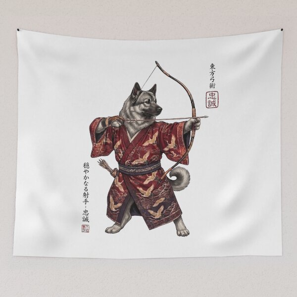 Item preview, Anime Norwegian Elkhound Warrior Kyudo Japanese Art Dog Lover designed and sold by dian-rody-crest.