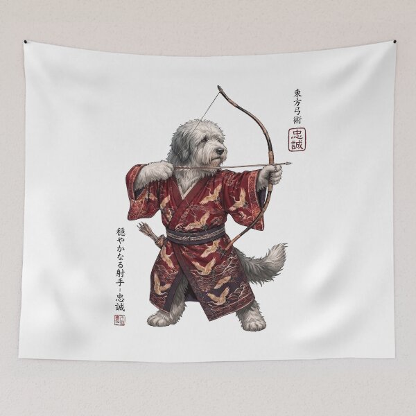 Item preview, Anime Old English Sheepdog Warrior Kyudo Japanese Art Dog Lover designed and sold by dian-rody-crest.