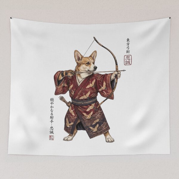 Item preview, Anime Pembroke Welsh Corgi Warrior Kyudo Japanese Art Dog Lover designed and sold by dian-rody-crest.
