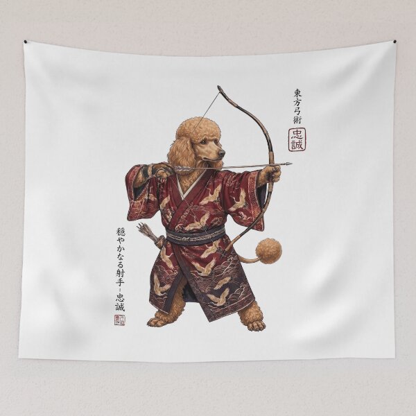 Item preview, Anime Poodle Warrior Kyudo Japanese Art Dog Lover designed and sold by dian-rody-crest.
