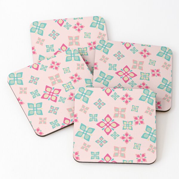 Item preview, Cute Pink and Teal Geometric Flower Pattern designed and sold by prapapon.
