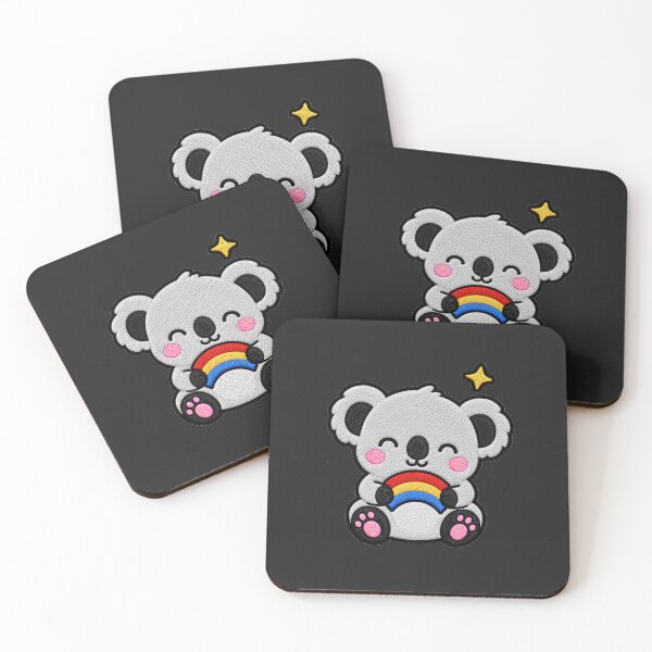 Item preview, Cute Koala Holding Rainbow Kawaii Embroidery Patch designed and sold by ColorSplash123.