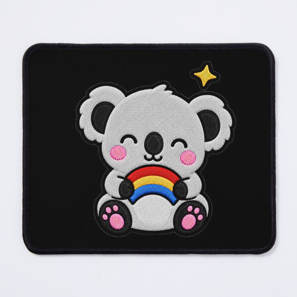 Item preview, Cute Koala Holding Rainbow Kawaii Embroidery Patch designed and sold by ColorSplash123.