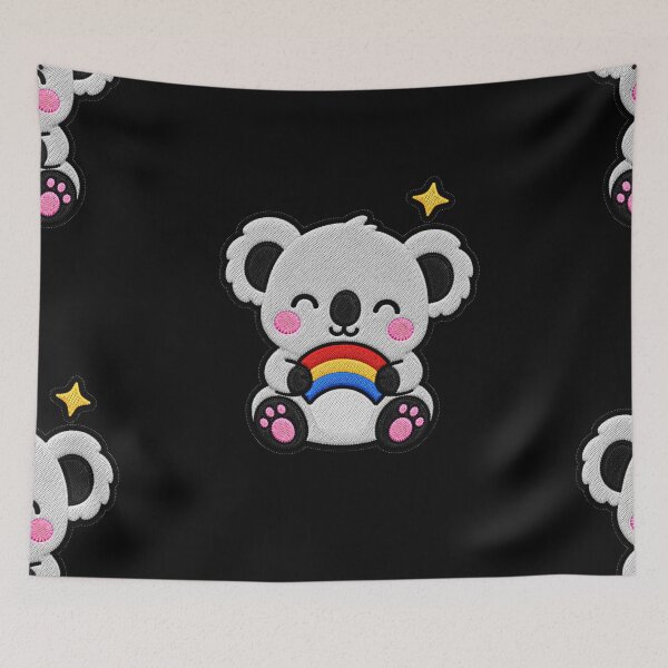 Item preview, Cute Koala Holding Rainbow Kawaii Embroidery Patch designed and sold by ColorSplash123.