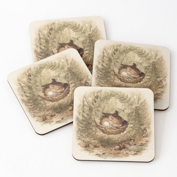 Item preview, Dormouse Folk Napping in a Walnut-Shell Hammock designed and sold by PictorialWhimsy.