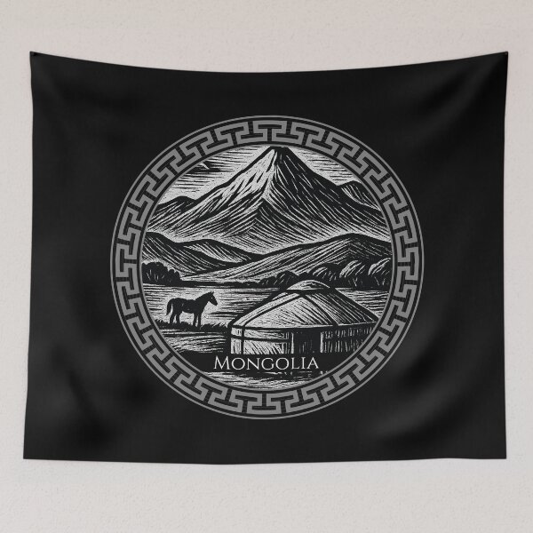 Item preview, Mongolia Vintage Woodcut Art designed and sold by Thistle-TShop.