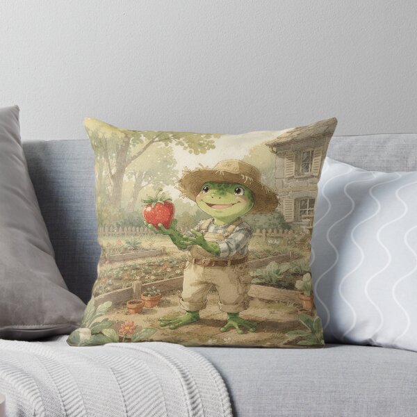 Item preview, Proud Frog Gardener Holding One Enormous Strawberry designed and sold by PictorialWhimsy.