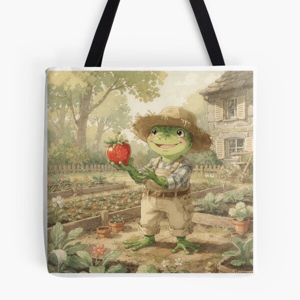 Item preview, Proud Frog Gardener Holding One Enormous Strawberry designed and sold by PictorialWhimsy.