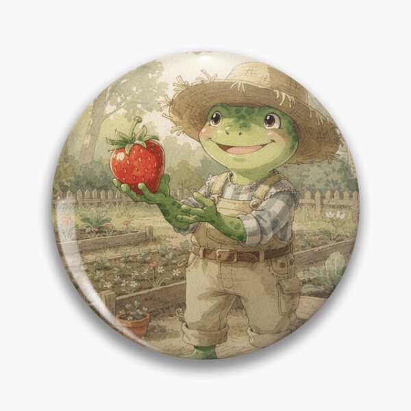 Item preview, Proud Frog Gardener Holding One Enormous Strawberry designed and sold by PictorialWhimsy.