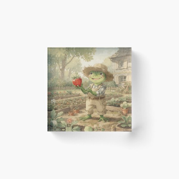 Item preview, Proud Frog Gardener Holding One Enormous Strawberry designed and sold by PictorialWhimsy.