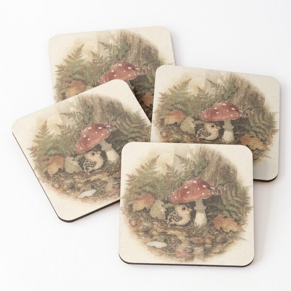 Item preview, Wren-Feather Sprite Sheltering Under a Mushroom in the Rain designed and sold by PictorialWhimsy.